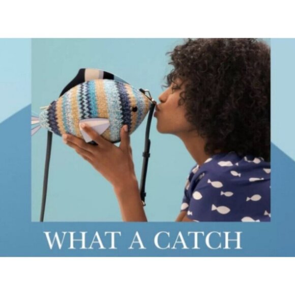 ♠️♠️ Kate Spade What A Catch 3D Fish Crossbody Straw Fish Bag NWT. RARE - Picture 6 of 9
